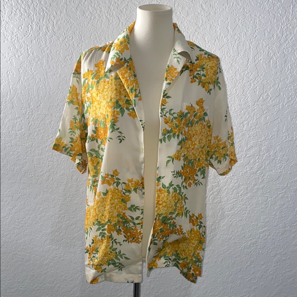 John Elliot Floral Silk Button-Up Shirt